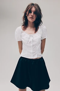 Puff-Sleeved Poplin Blouse