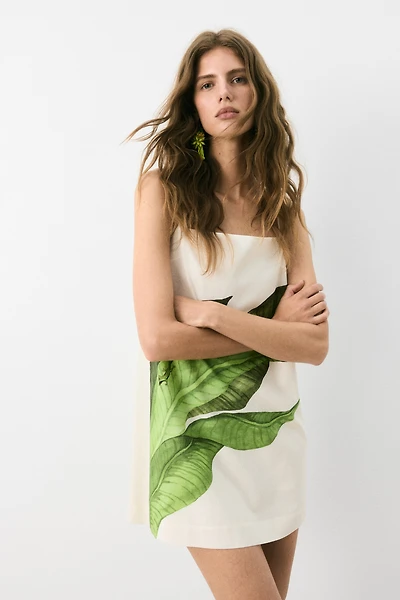Linen-Blend Strappy Dress