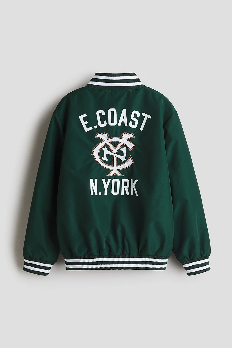 Motif-Detail Baseball Jacket