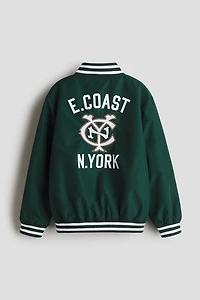 Motif-Detail Baseball Jacket