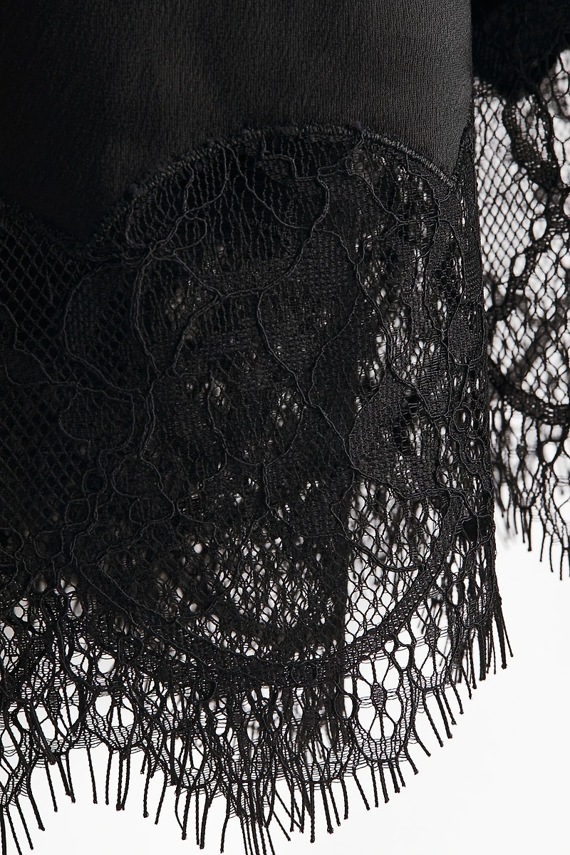 MAMA Lace-Trimmed Satin Skirt