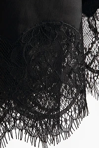 MAMA Lace-Trimmed Satin Skirt