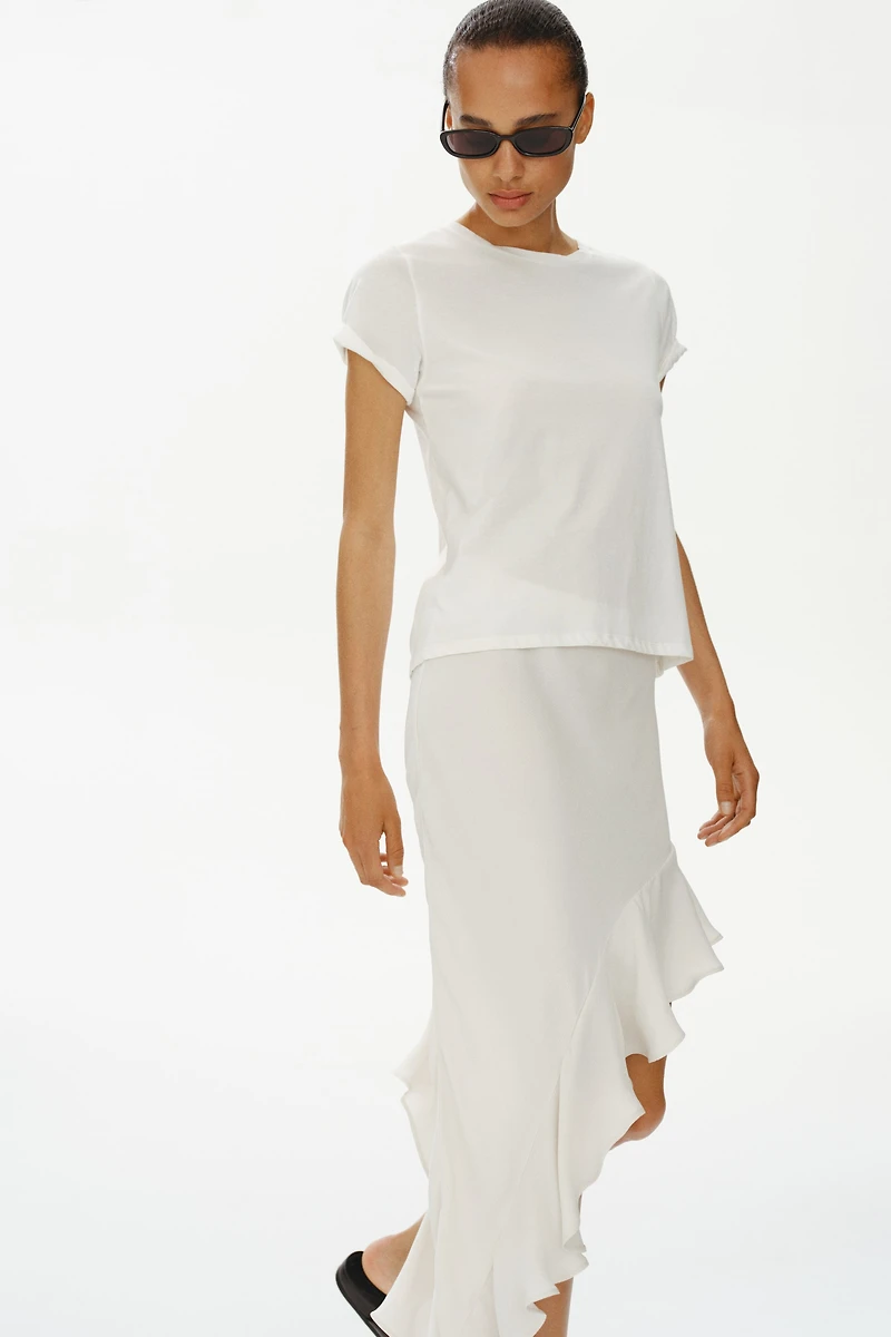Flounce-Trimmed Viscose Skirt