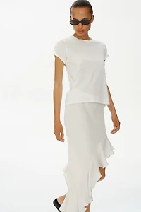 Flounce-Trimmed Viscose Skirt