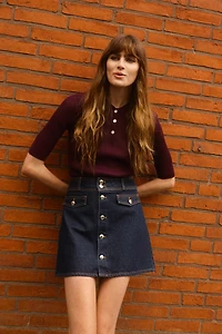 A-Line Denim Mini Skirt
