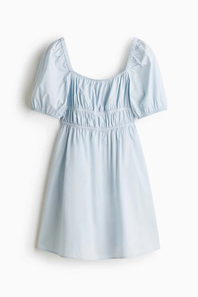 Puff-Sleeved Poplin Dress