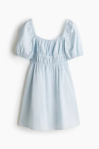 Puff-Sleeved Poplin Dress