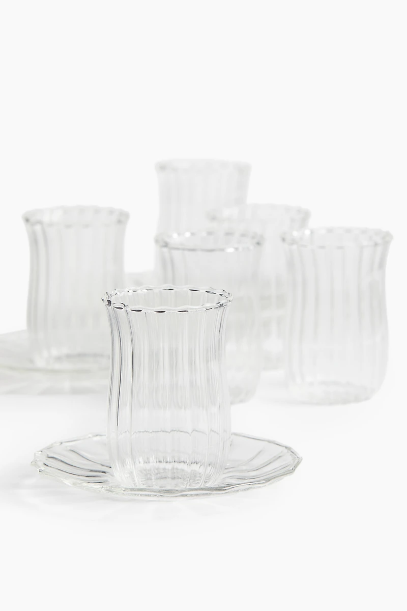 6-pack tea glasses with saucers