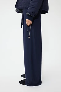 Wide-Leg Rib-Knit Pants