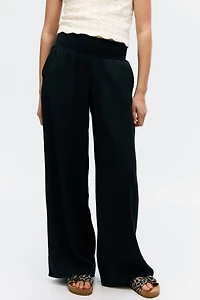 Smocked Crinkled Pants