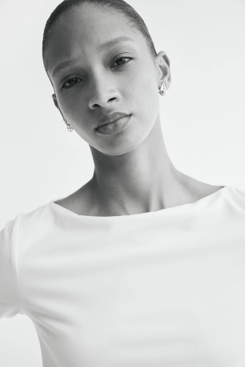 Fitted Boat-Neck Top