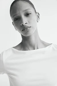 Fitted Boat-Neck Top