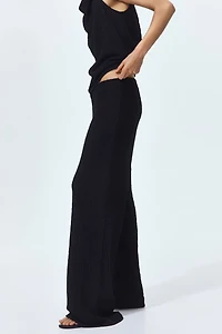 Wide-Leg Crinkled Pants