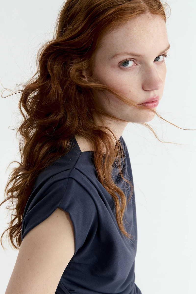 Draped Boat-Neck Top