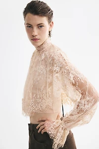 Cape-Detail Lace Top