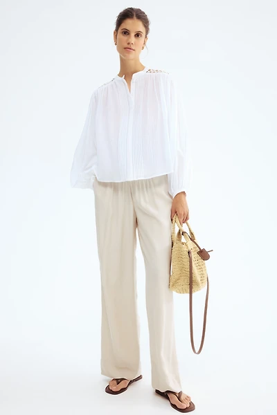 MAMA Pantalon droit en sergé