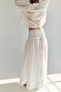 Lace-Trimmed Smocked Skirt