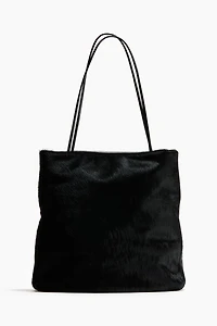 Napped-Finish Leather Shoulder Bag