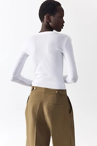 Barrel-Leg Twill Pants