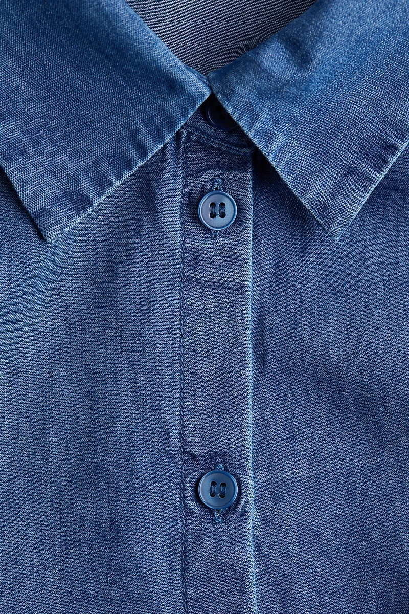 Puff-Sleeved Flared-Skirt Dress