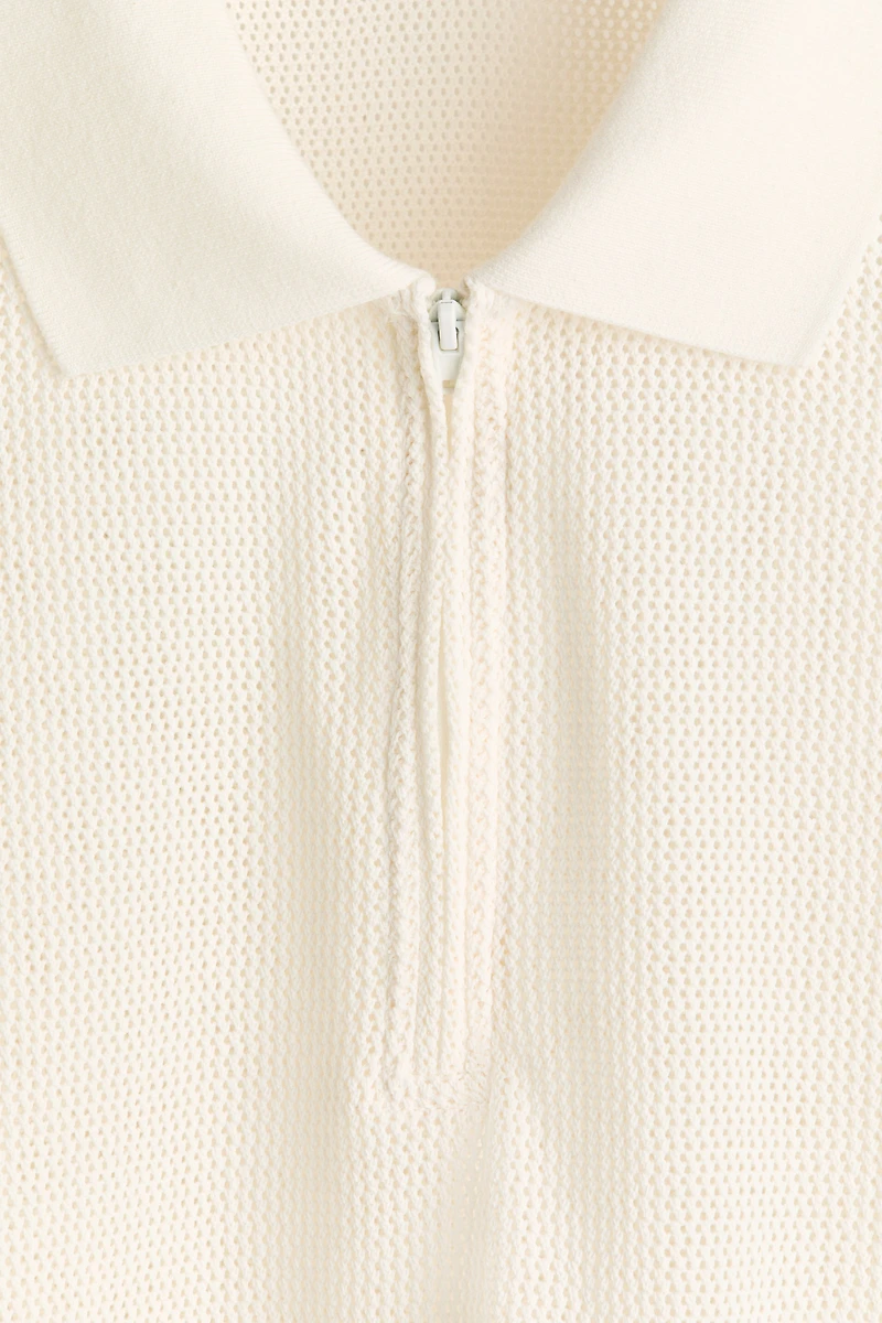 Regular-Fit Open-Knit Polo Shirt