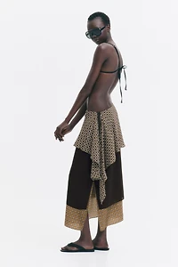 Scarf-Detail Layered Skirt