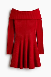 Rib-Knit Off-the-Shoulder Dress