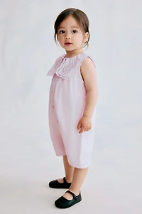 Cotton Romper Suit with Sailor Collar