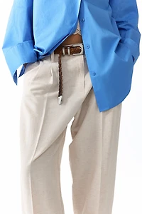 Pantalon effilé en lin mélangé