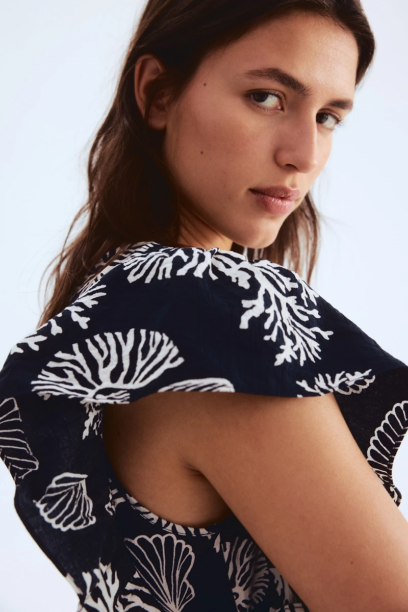 Patterned Wrap-Front Dress