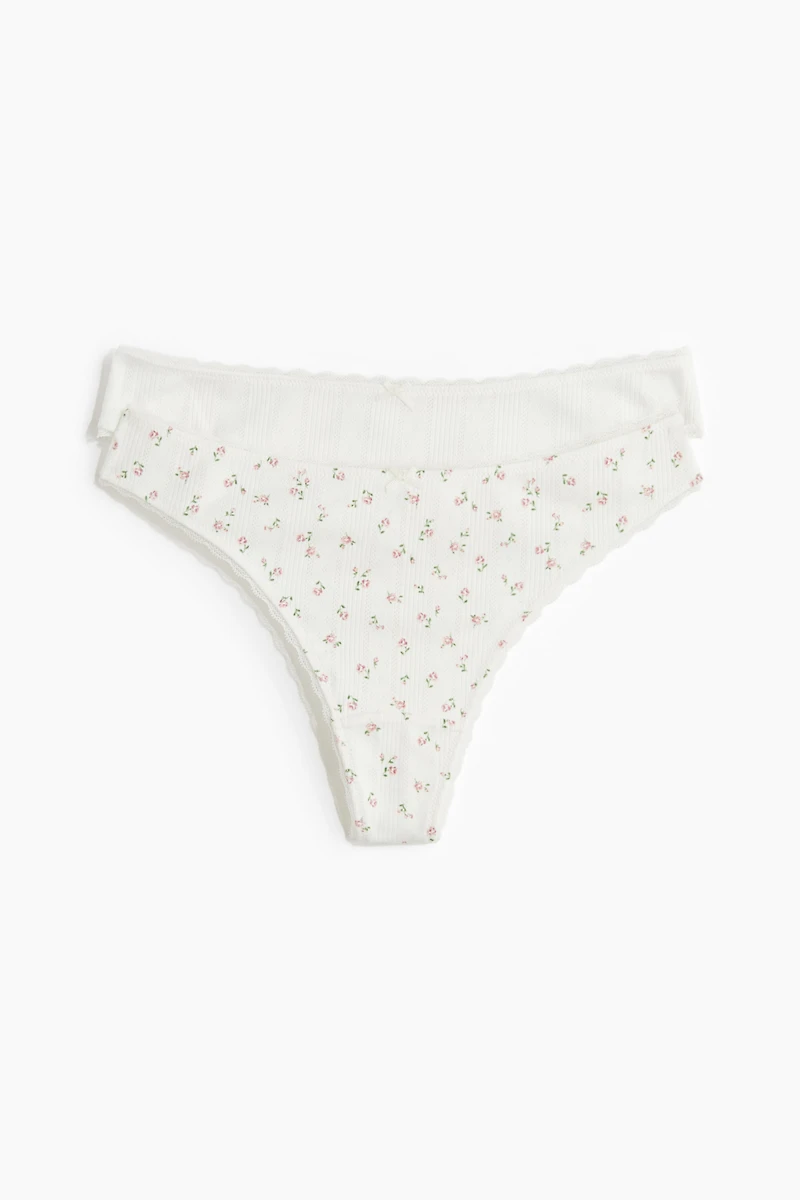 Lot de 2 culottes tanga en pointelle