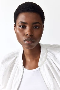 Eyelet-Embroidered Blouson Jacket