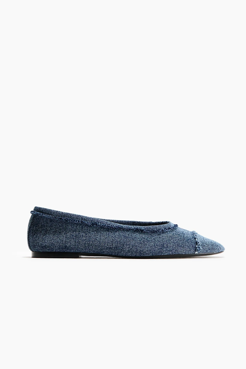Frayed Cotton Ballet Flats