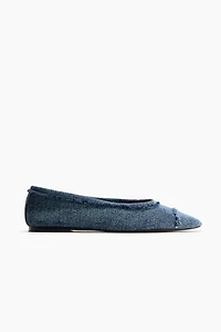 Frayed Cotton Ballet Flats