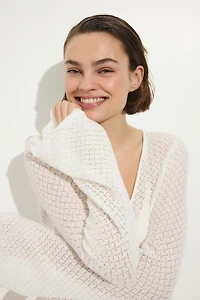 Robe de plage en tricot pointelle