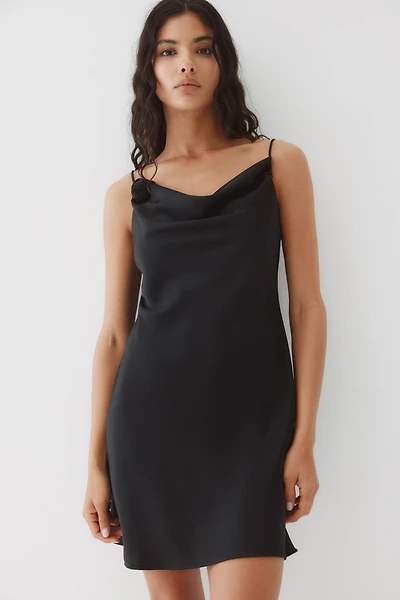 Tie-detail satin slip dress