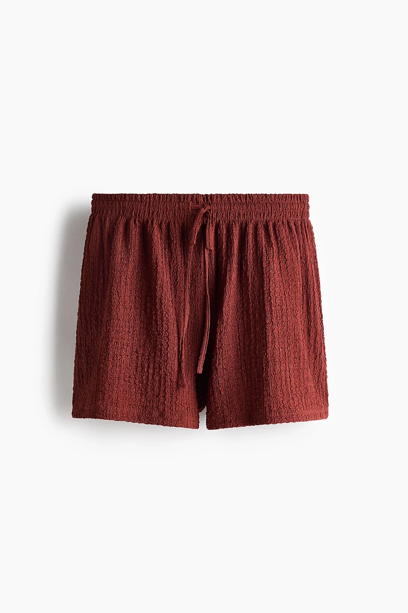 Textured Jersey Drawstring Shorts