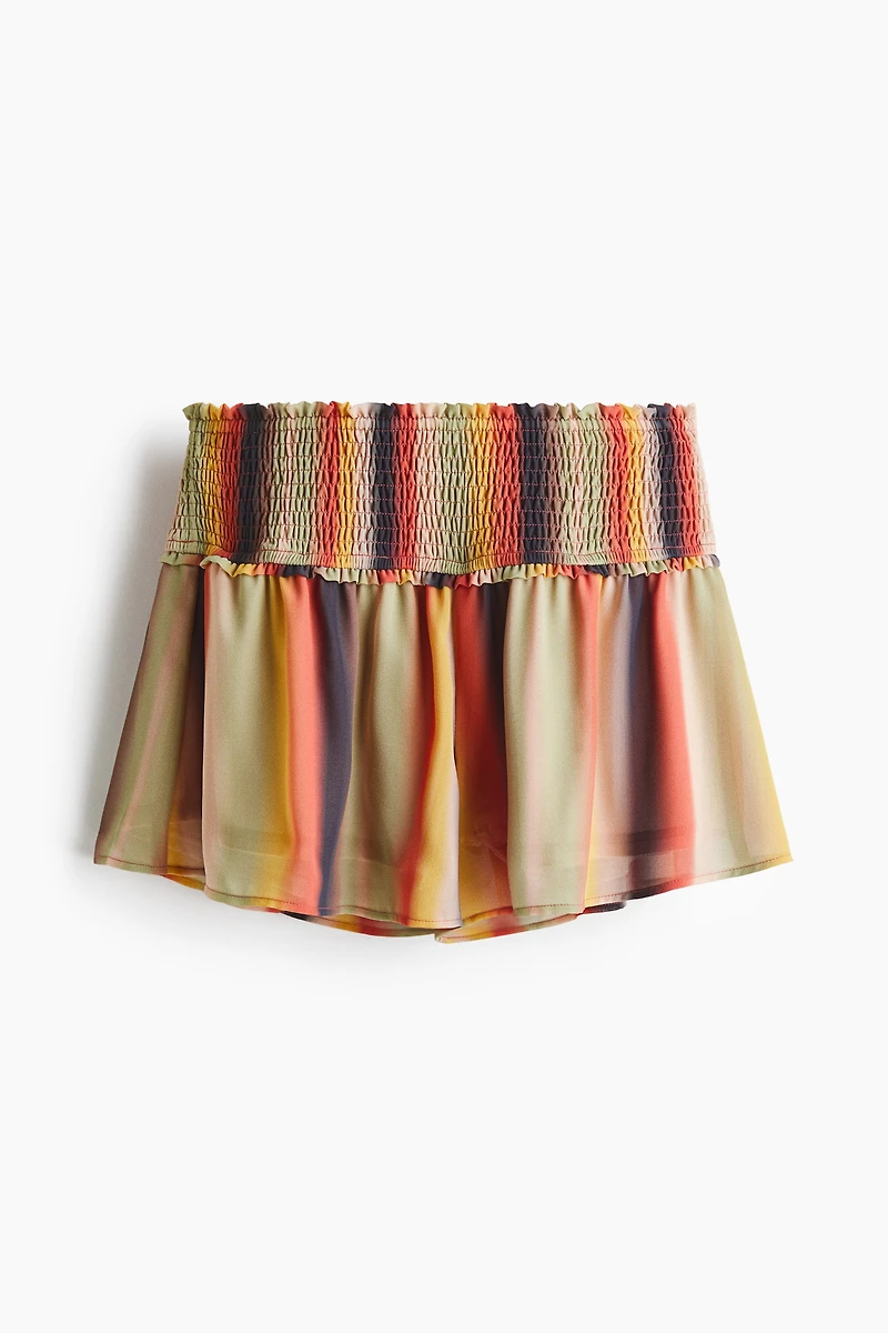Smocked-Waist Mini Shorts