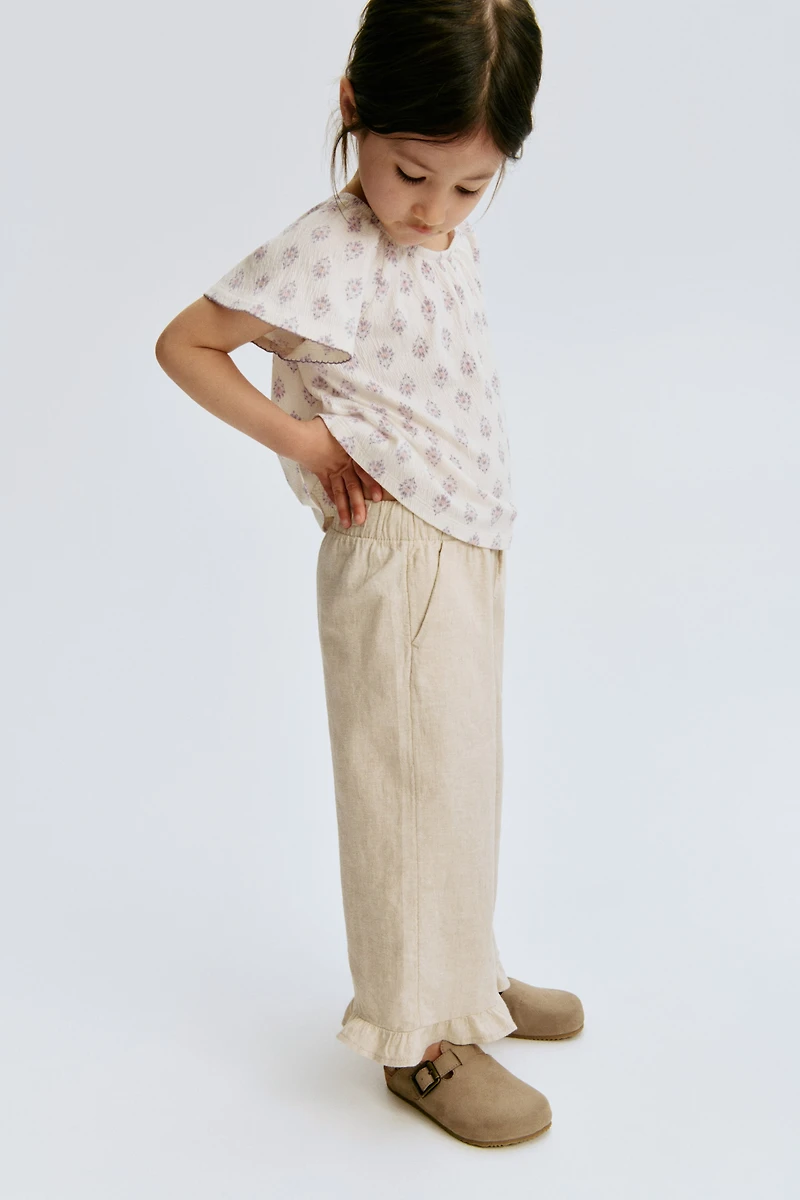 Linen-Blend Drawstring Pants