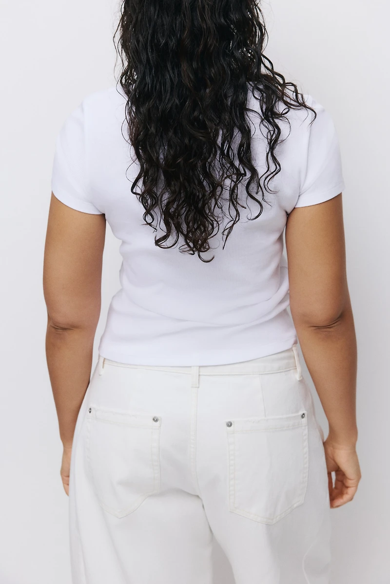 Ribbed Cotton T-Shirt