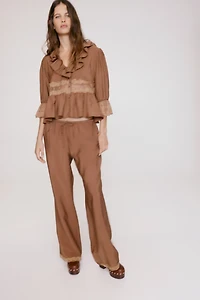 Pantalon avec cordon de serrage et dentelle