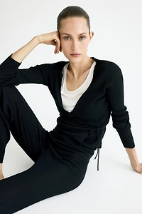 Rib-Knit Wrap Cardigan