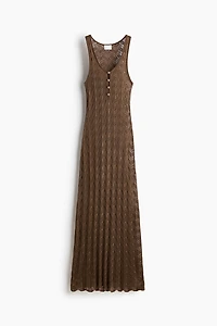 Button-Top Crochet-Look Dress