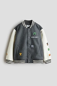 Motif-Detail Baseball Jacket