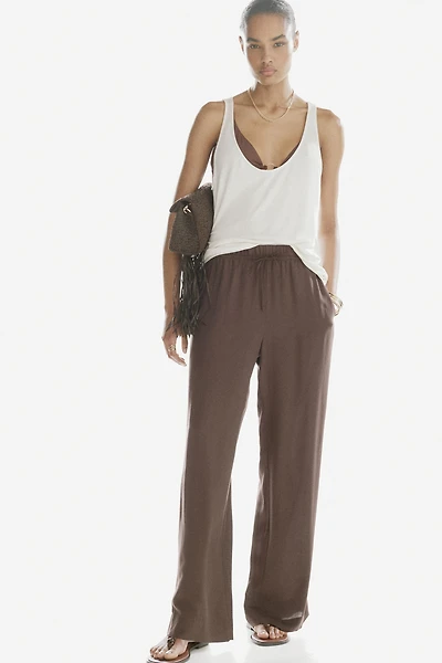 Wide-cut Pull-on Pants
