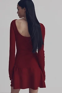 Ribbed Dress with Flared Skirt