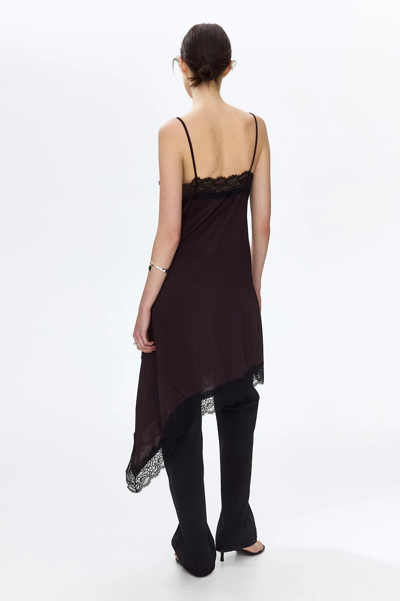 Lace-Trimmed Slip Dress