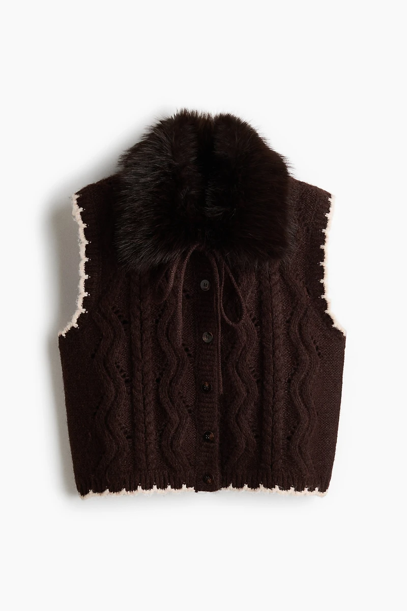 Cable-Knit Vest with Collar
