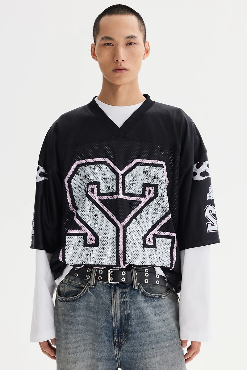 Oversized Printed Mesh T-Shirt