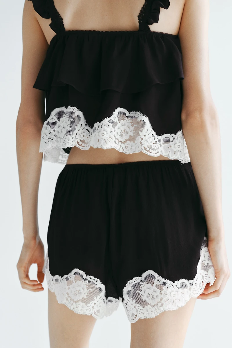 Lace-Trimmed Pajama Top